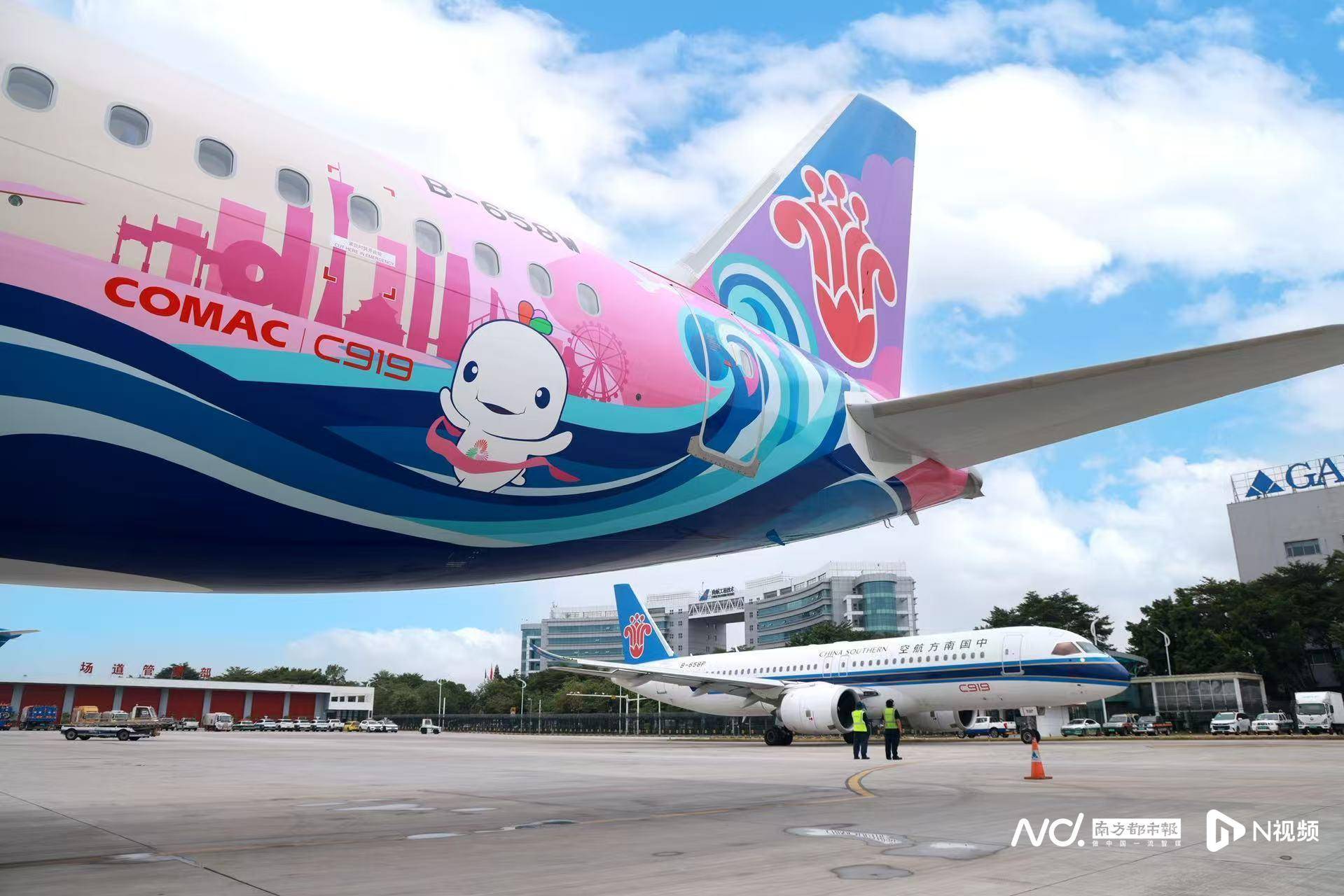 广州白云机场起飞<strong></p>
<p>千币</strong>!国内首架C919全运会主题彩绘机首航