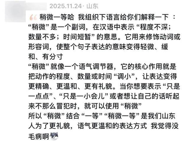 “稍微一等”冲上热搜<strong></p>
<p>绿洲币</strong>！山东人集体懵圈：竟然是病句？没有问题啊我觉得